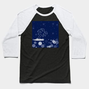Landscape with palm. Vacation, exotic, island with dark blue color background Baseball T-Shirt